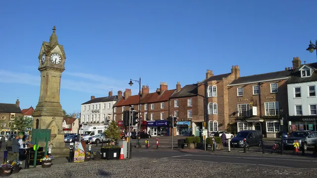 Thirsk Market Place and its stone clock tower